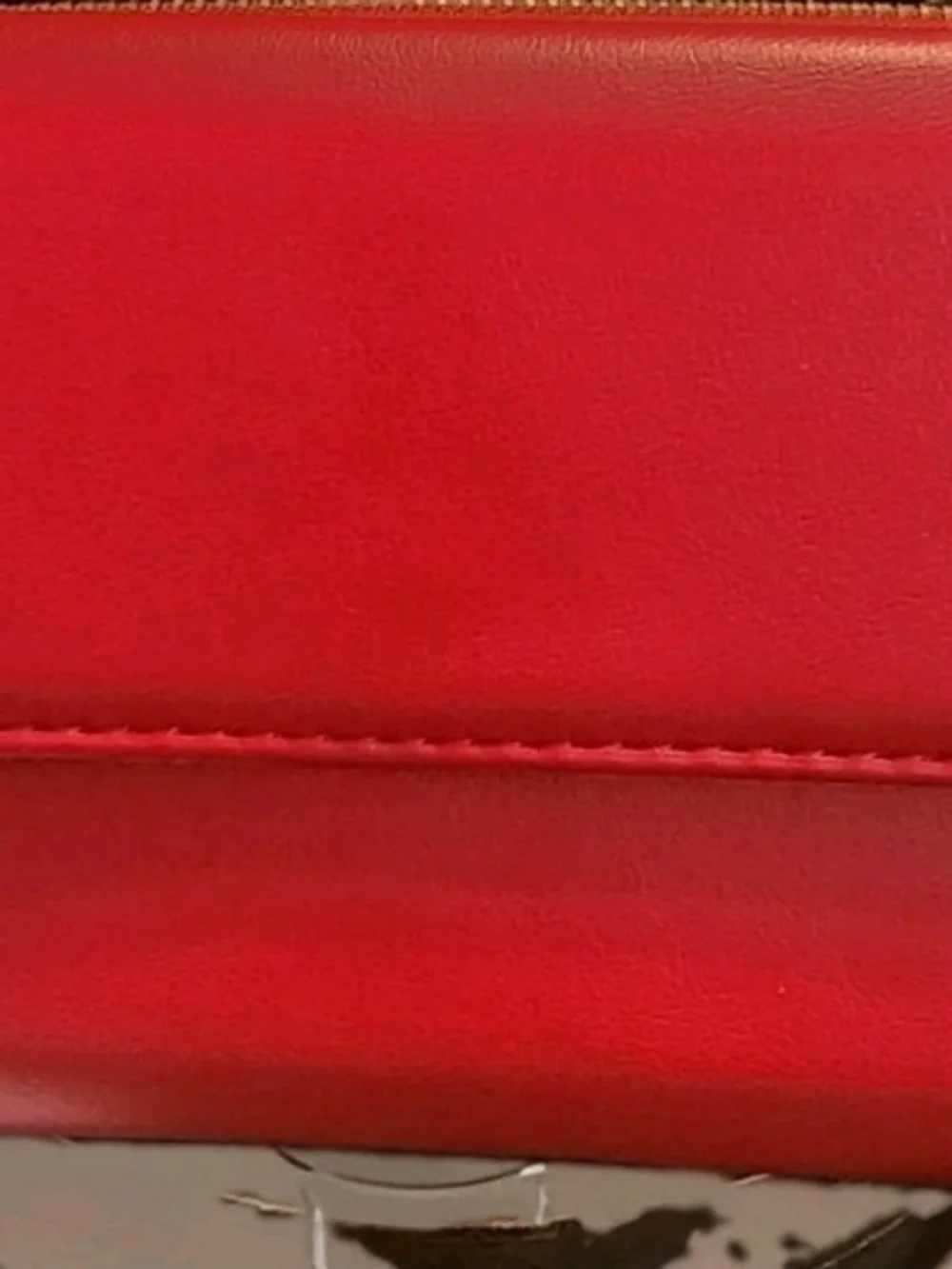 Red Solid Zip-Around Women's Wallet French Fries Patch, Embroidered, Credit Card